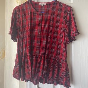 plaid madwell polyester top